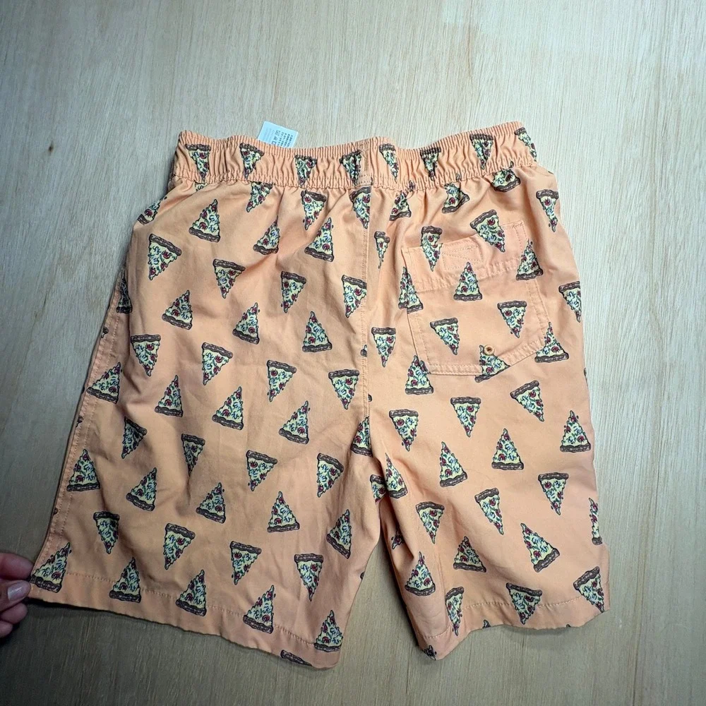 Abercrombie Kids Pizza Print Swim Trunks Orange Peach Board Shorts Size 13/14
